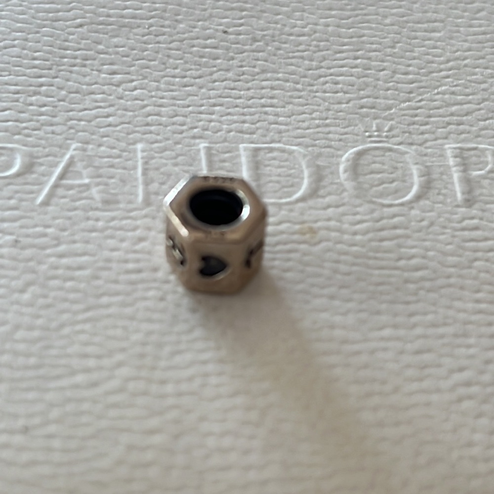 Pandora stamped heart anchor charm silver